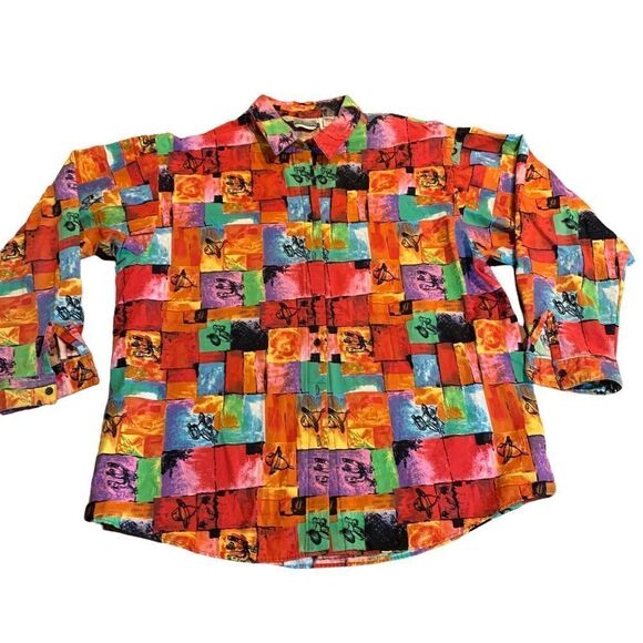 Vintage Abstract Geometric USA Shirt Plus 16W - Picture 1 of 7